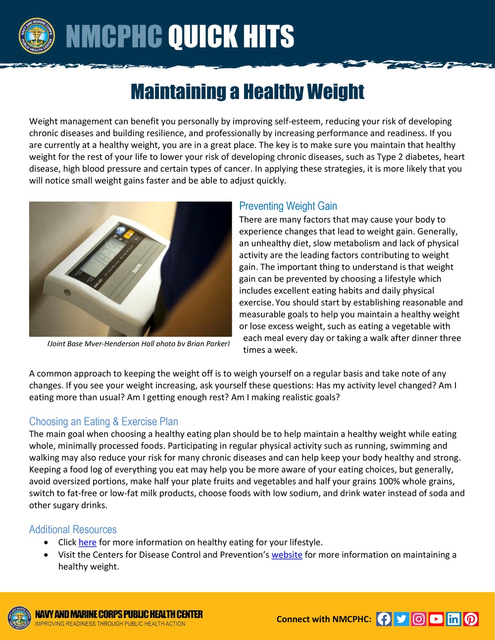 January Quick Hit:  Maintaining a Healthy Weight
