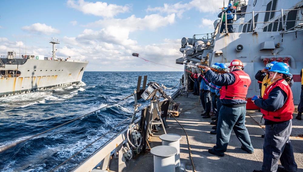 USS Milius (DDG 69) Conducts a Replenishment-at-Sea with USNS John Ericsson (T-AO 194)