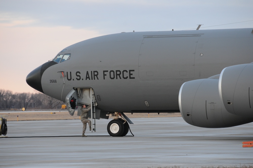 Climbing into a KC-135