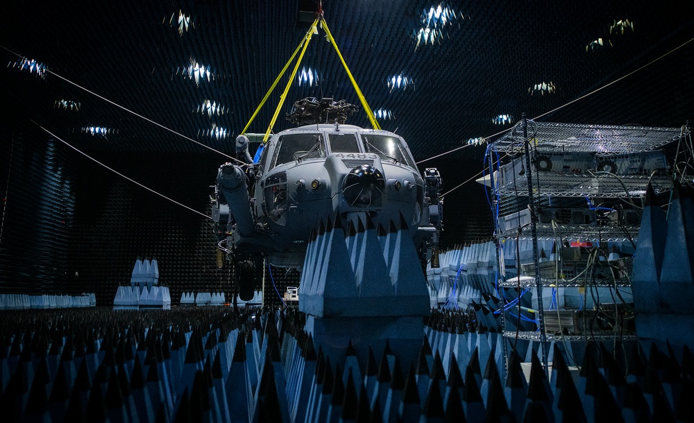 Hang in there:  HH-60W enters chamber for defense systems testing
