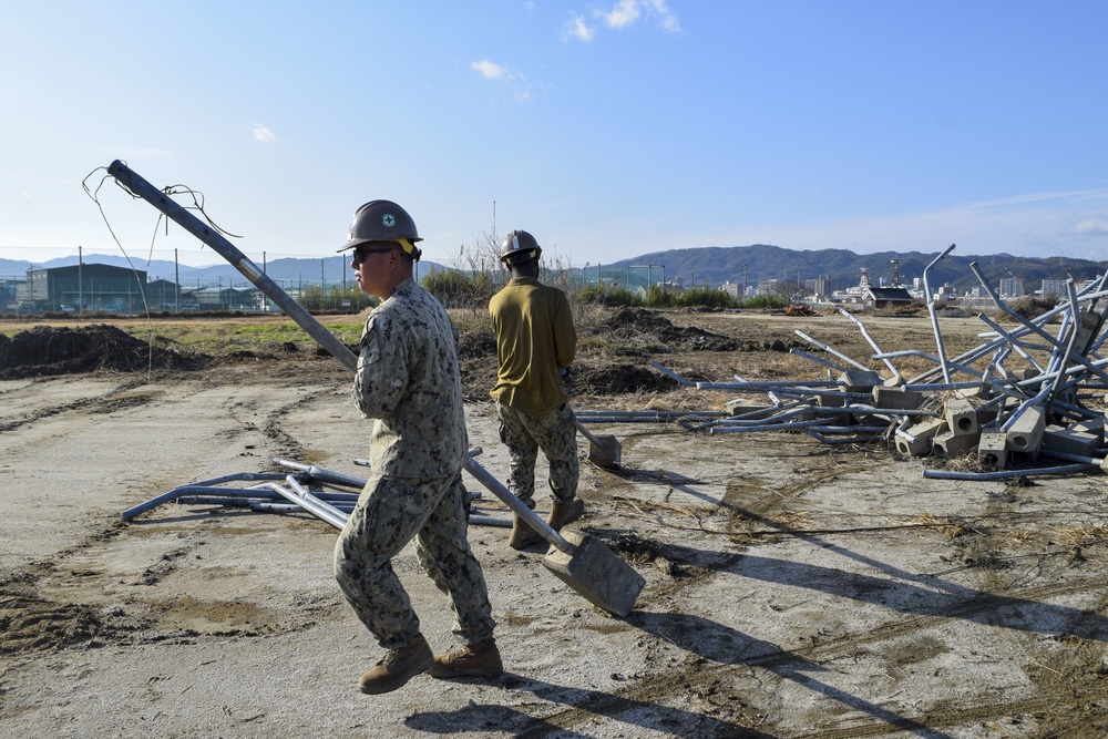 U.S. Navy Seabees with NMCB-5’s Detail Iwakuni construct a landfill capping project in support of Marine Corps Air Station Iwakuni
