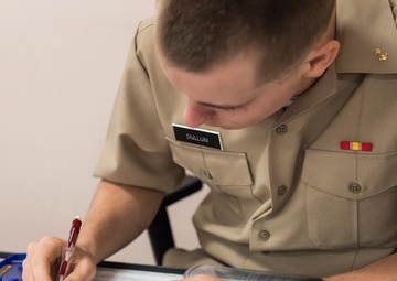 200106-N-TE695-1006 NEWPORT, R.I. (Jan. 6, 2020) – Navy Officer Candidate School (OCS) practices manuever boards