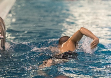 200107-N-TE695-1006 NEWPORT, R.I. (Jan. 7, 2020) -- Navy Officer Candidate School (OCS) take the third-class swimmer test
