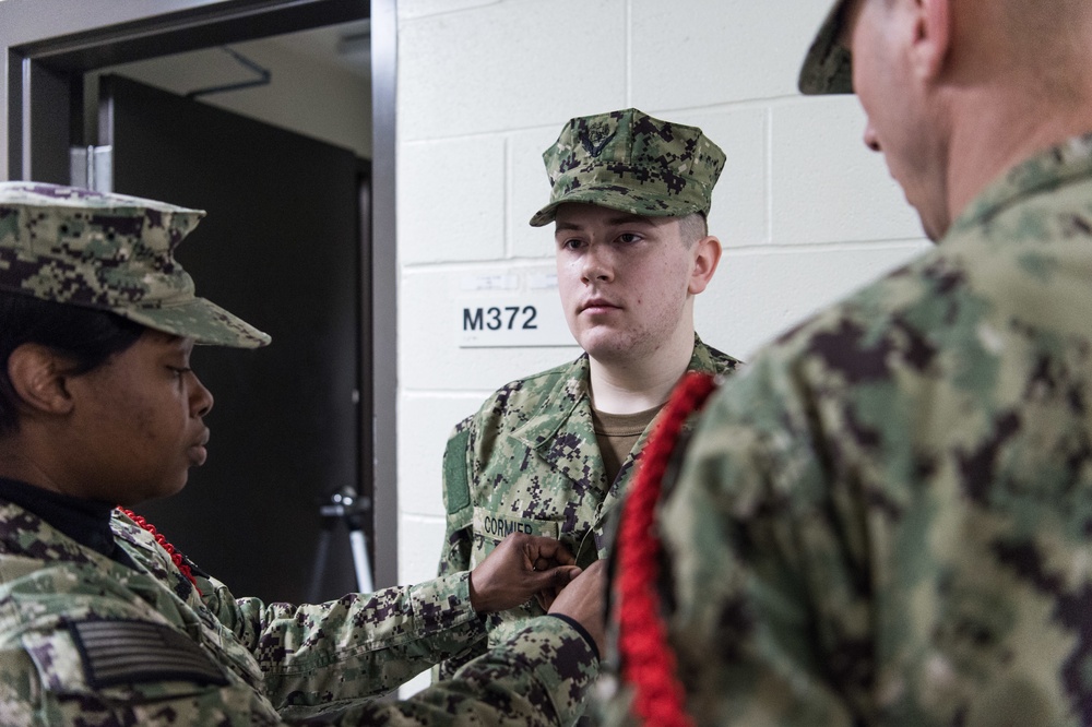 200110-N-TE695-1007 NEWPORT, R.I. (Jan. 10, 2020) -- Navy Officer Candidate School conducts a uniform inspection