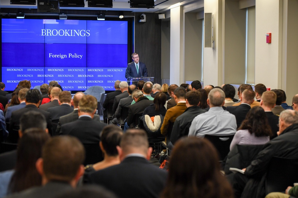 Secretary of the Army Ryan McCarthy speaks at the Brookings Institution