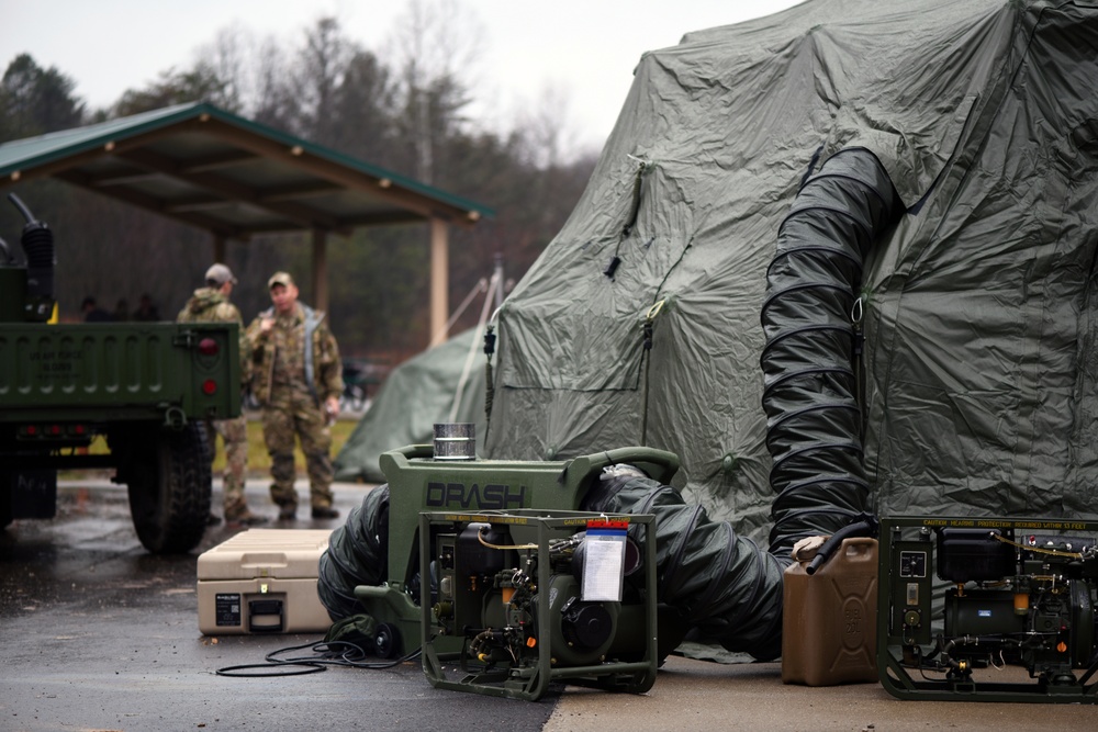 Airmen Set Up Tents and Operations Center For Training