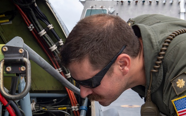 USS Montgomery flies MQ-8B Navy Fire Scout