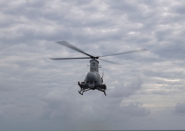 USS Montgomery flies MQ-8B Navy Fire Scout