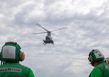 USS Montgomery flies MQ-8B Navy Fire Scout
