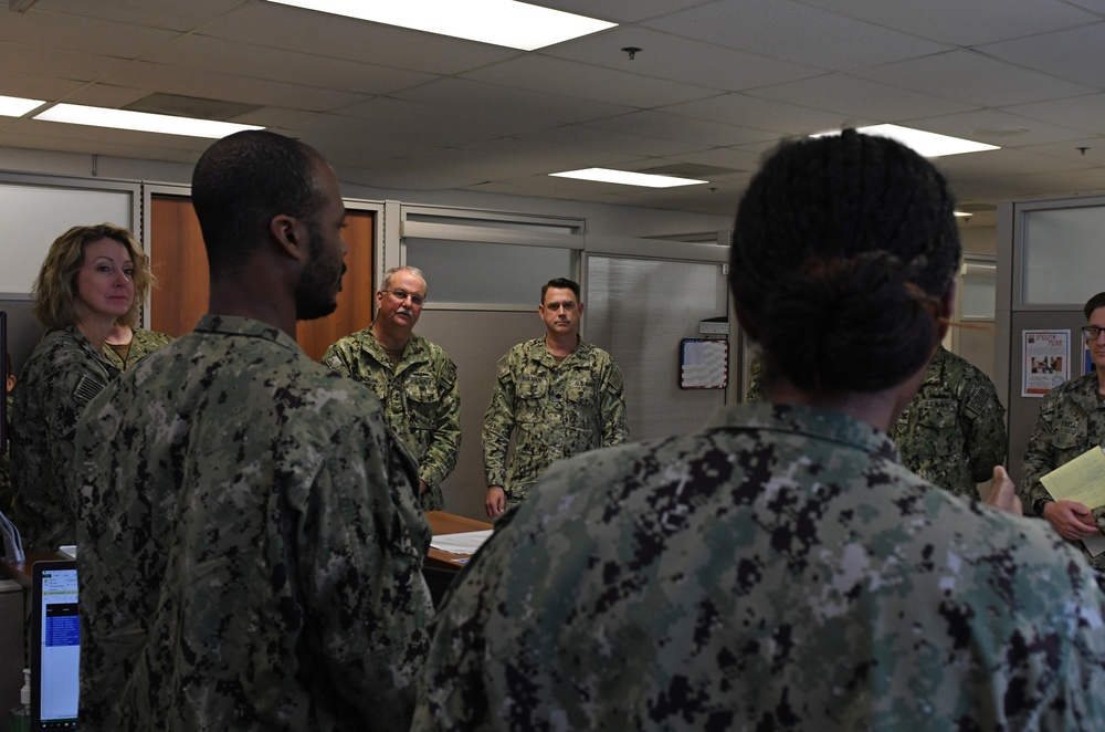 Rear Adm. Bruce Gillingham, Navy Surgeon General, meets with Navy Medical Readiness Training Command Pearl Harbor