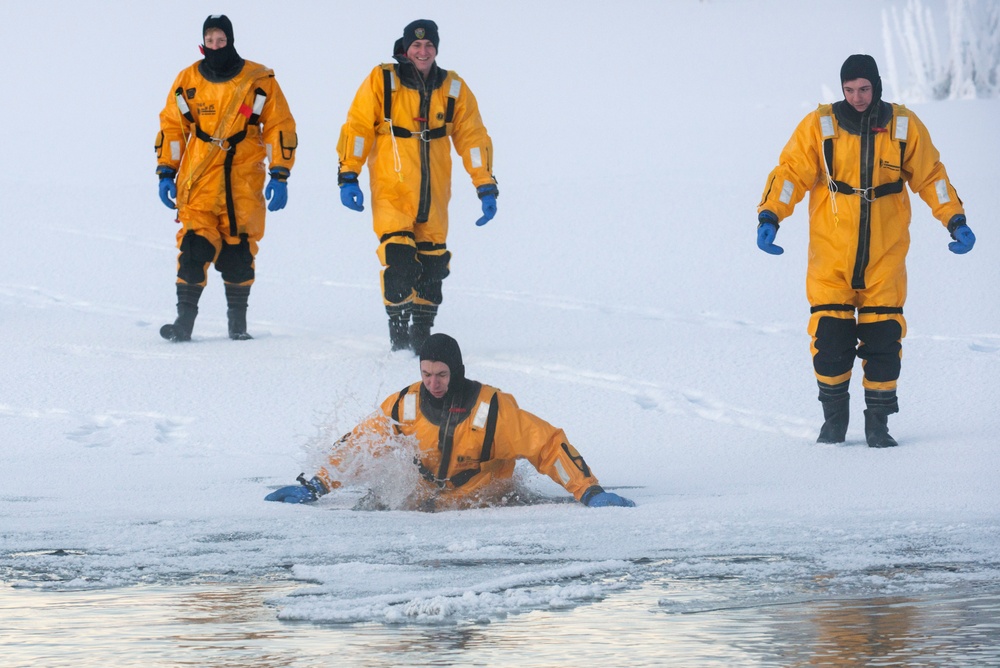 JBER fire protection specialists certify as ice rescue technicians