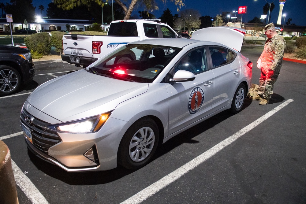 Nevada Adjutant General support staff prepare to travel to the Las Vegas Strip in support of Operation Silver Phalanx