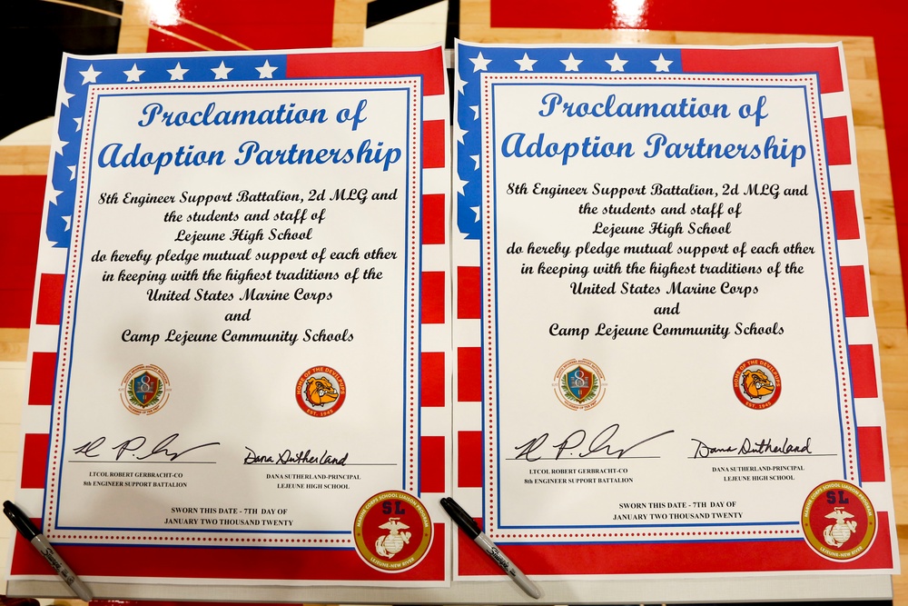 8th Engineer Support Battalion renews 10 year partnership with Lejeune High School through Adopt-a-School program