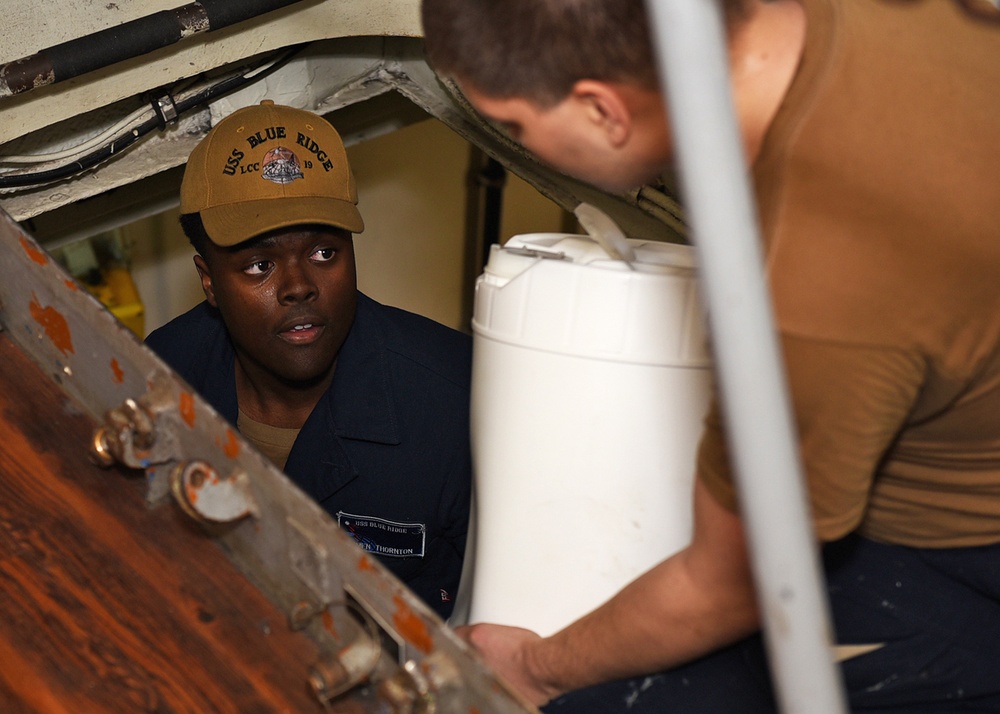 Blue Ridge and 7th Fleet Sailors Hard at Work