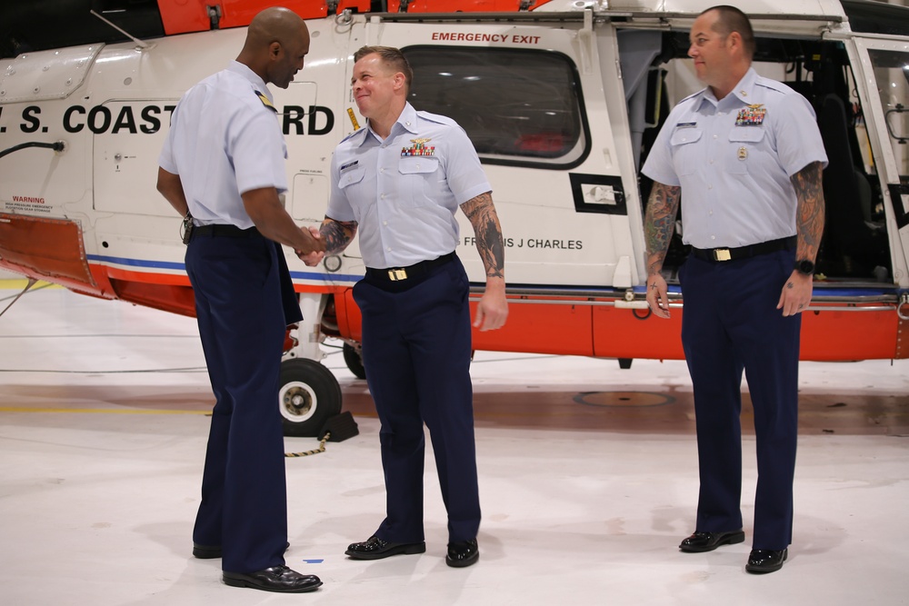 Coast Guard honors rescue swimmer for actions during Tropical Storm Imelda in Houston