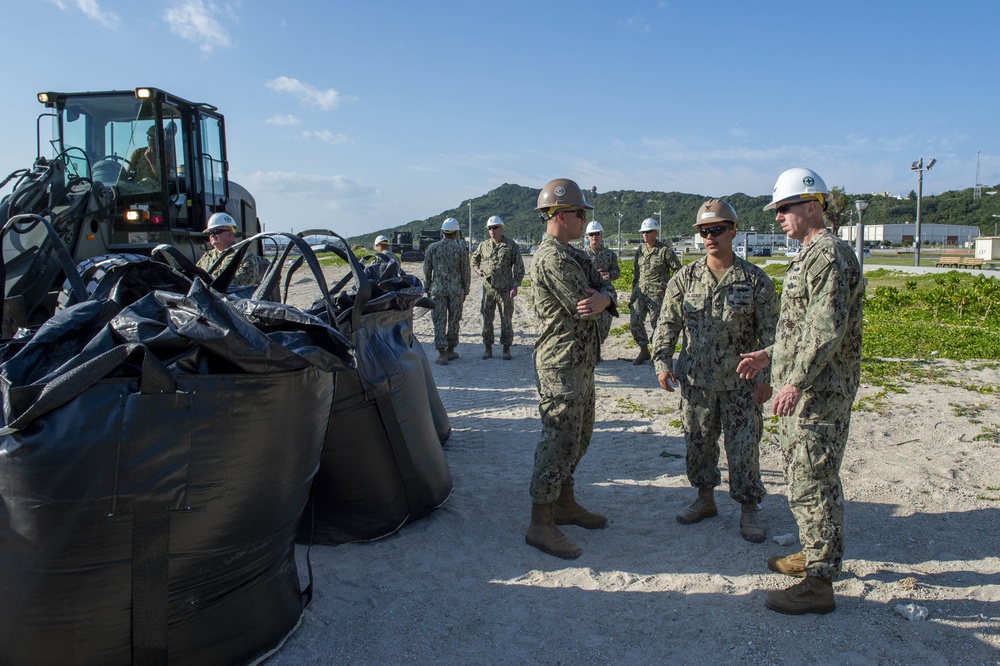 Commander, Naval Construction Group One, visits U.S Navy Seabees deployed with Naval Mobile Construction Battalion 5