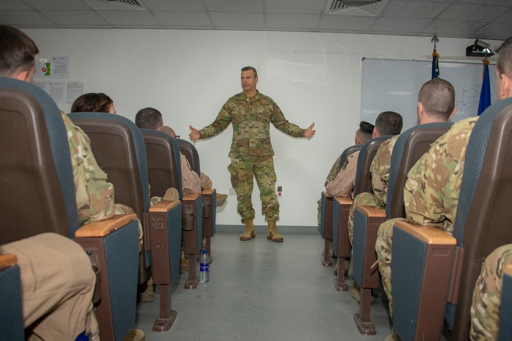 AFCENT leadership visits ADAB, speaks to Airmen's role