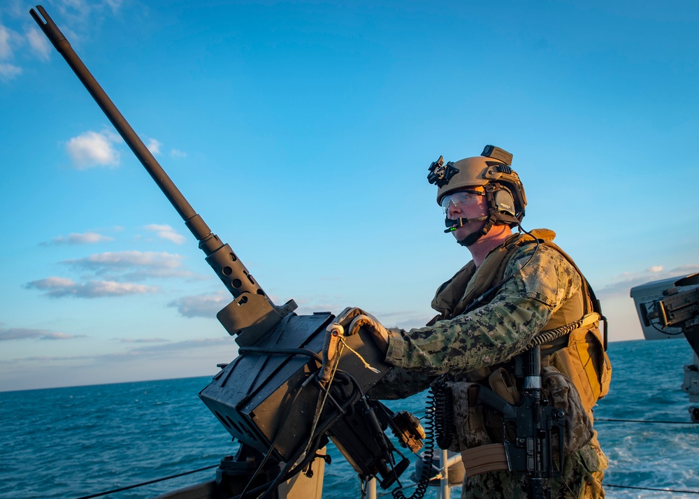 Mark VI Boats participate in a presence patrol in the Arabian Gulf