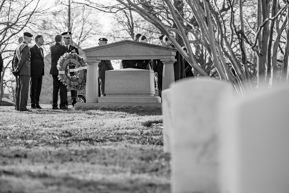 Luxembourg Embassy and Leadership Place a Wreath at the Battle of the Bulge Monument