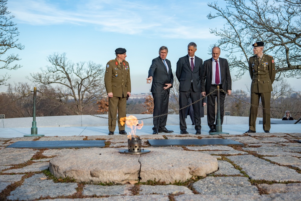 Luxembourg Embassy and Leadership Place a Wreath at the Battle of the Bulge Monument