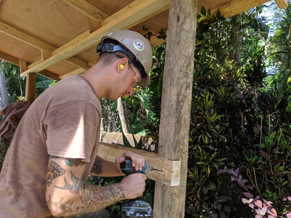 U.S. Navy Seabees deployed with NMCB-5’s Detail Palawan continue construction on Malatgao Elementary School