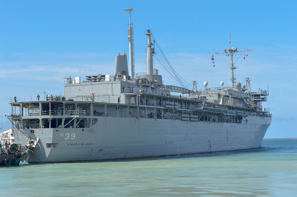Emory S. Land departs Guam