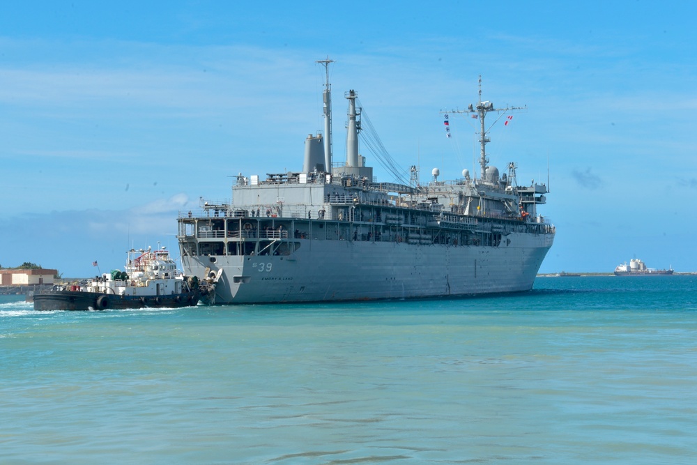 Emory S. Land departs Guam