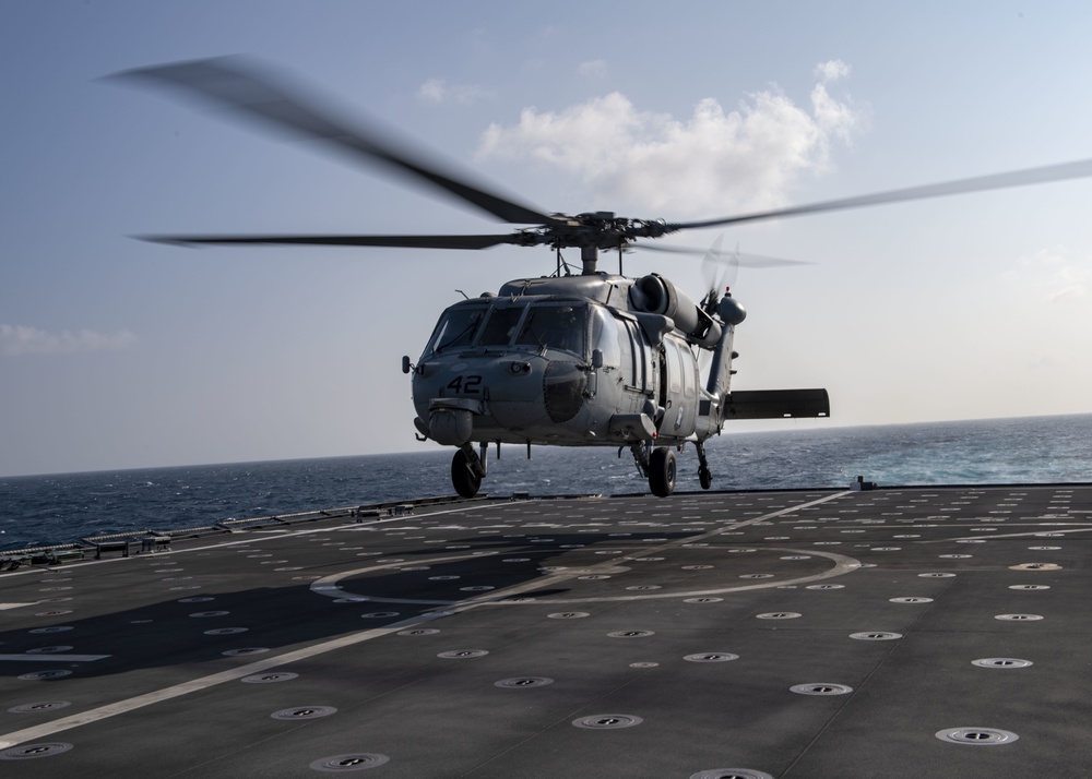 USS Montgomery conducts flight operations