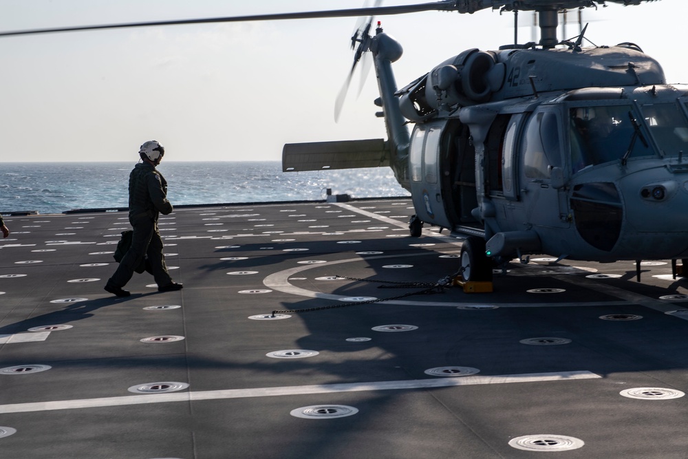 USS Montgomery conducts flight operations