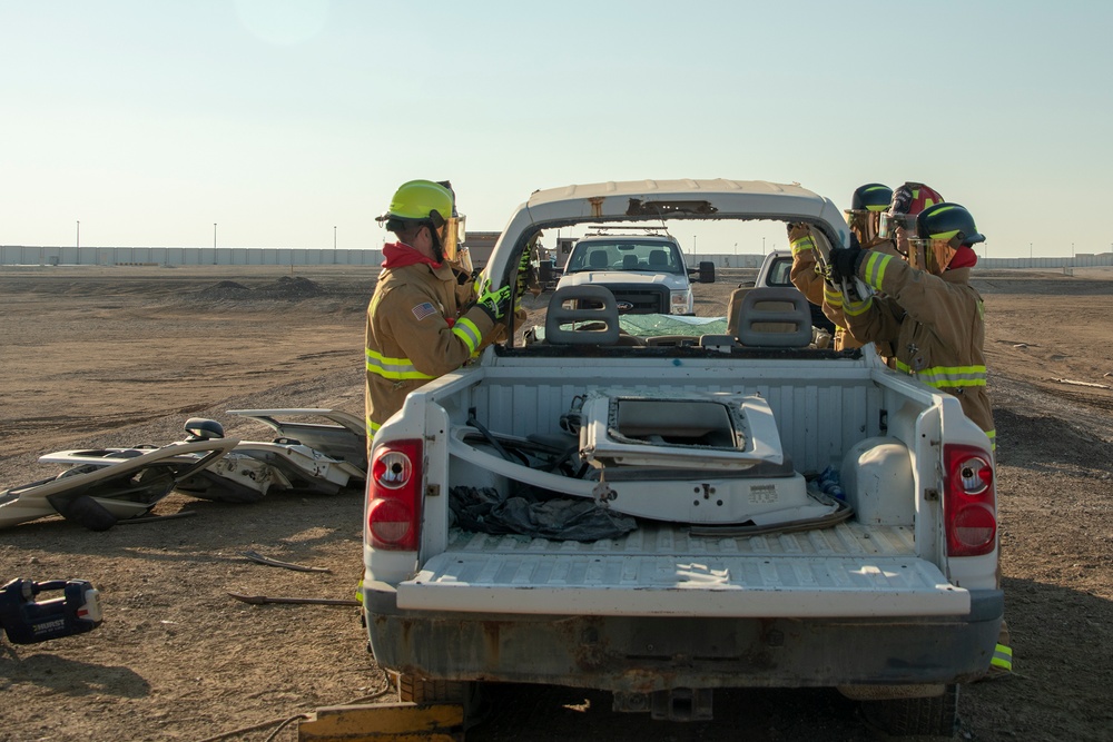Fire Dept, EOD, leadership participate in vehicle extrication, burn exercise