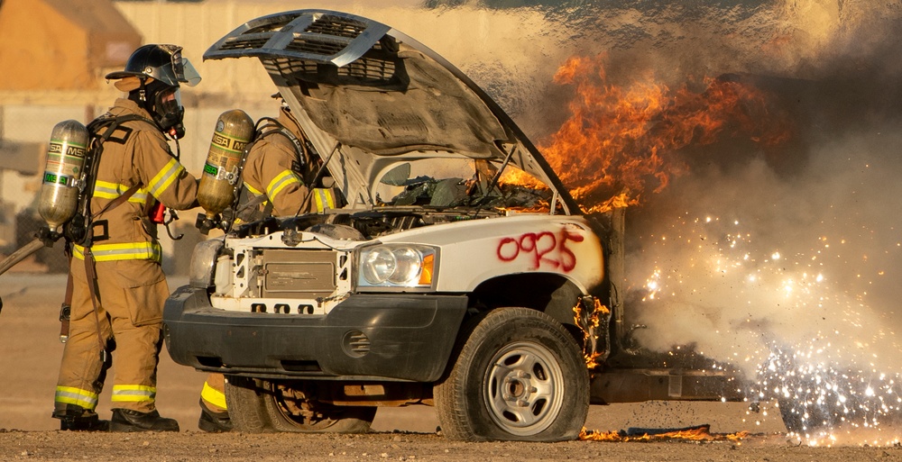 Fire Dept, EOD, leadership participate in vehicle extrication, burn exercise