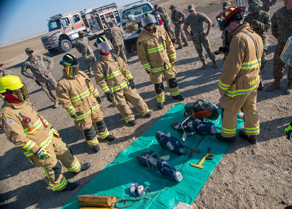 Fire Dept, EOD, leadership participate in vehicle extrication, burn exercise