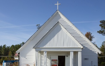 Reconstruction of hurricane-damaged Camp Johnson Chapel Begins