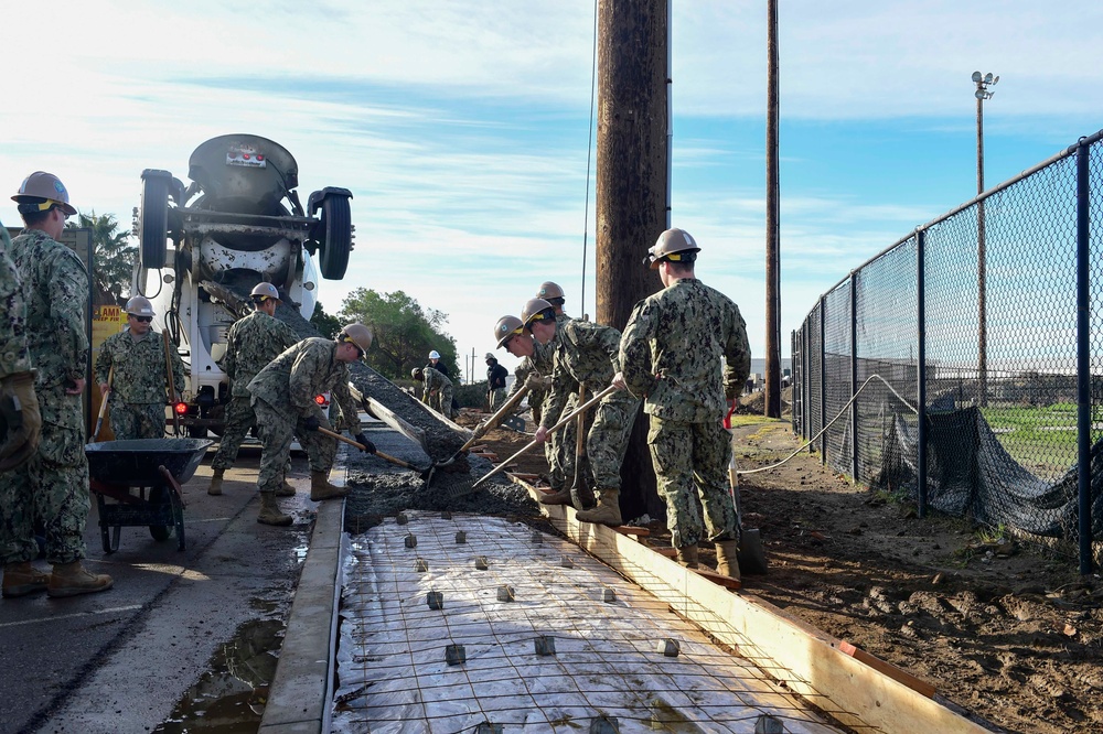 Seabees Place Concrete at Stinger’s Field, Support Ongoing Project