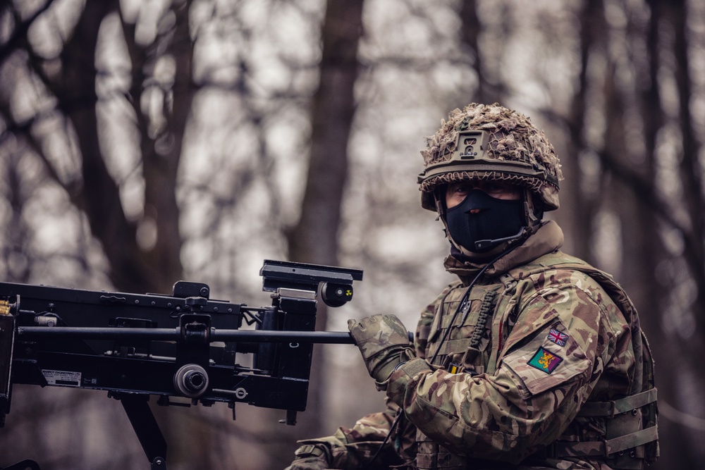 The Royal Scots Dragoon Guards conduct a force on force reconnaissance exercise