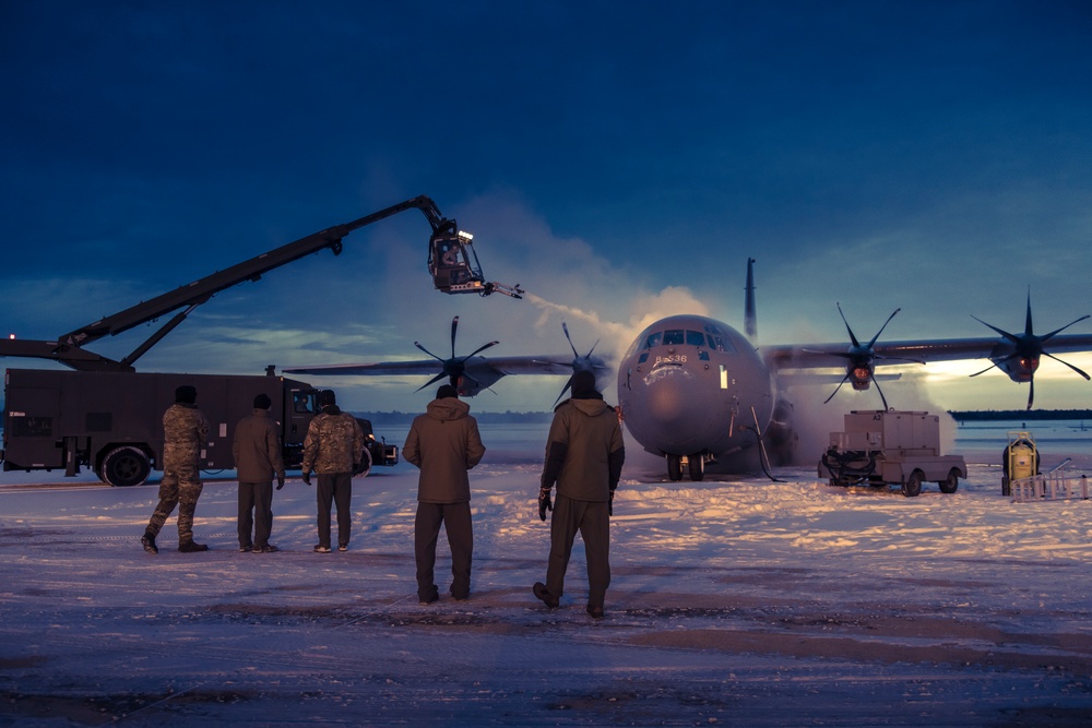 Royal Danish Air Force C-130 prepares for Michigan takeoff