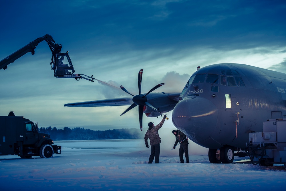 Royal Danish Air Force C-130 prepares for Michgan takeoff
