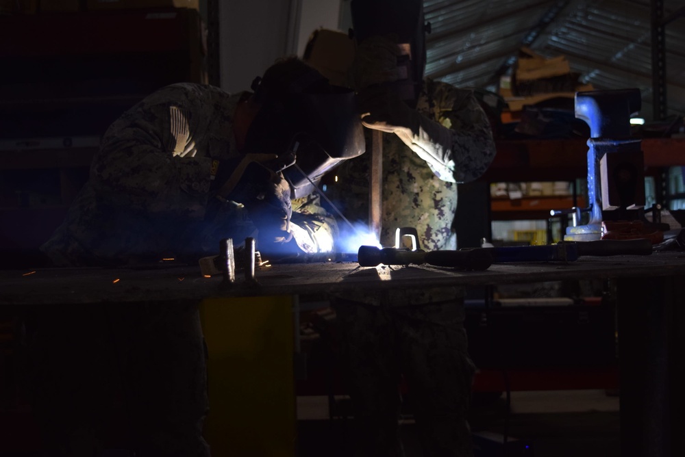 U.S. Navy Seabees from NMCB 5’s Detail Diego Garcia support a Navy munitions facility on the island.