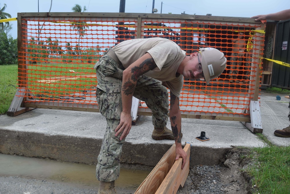 U.S. Navy Seabees from NMCB 5’s Detail Diego Garcia support a Navy munitions facility on the island.