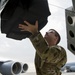 A U.S. Air Force KC-135 aircrew assigned to the 28th Expeditionary Air Refueling Squadron conducts aerial refueling