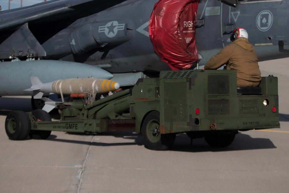 VMA-231's Equips AV-8B Harrier II's with Bombs at Fallon