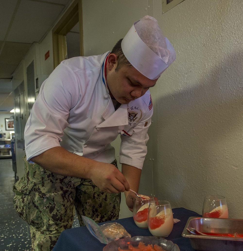 GHWB Sailor Prepares Meal for Best of the Mess Competition