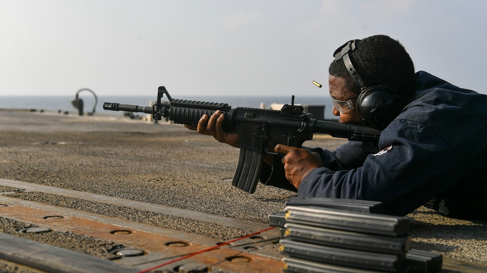 USS Normandy Conducts Small-Arms Gun Shoot
