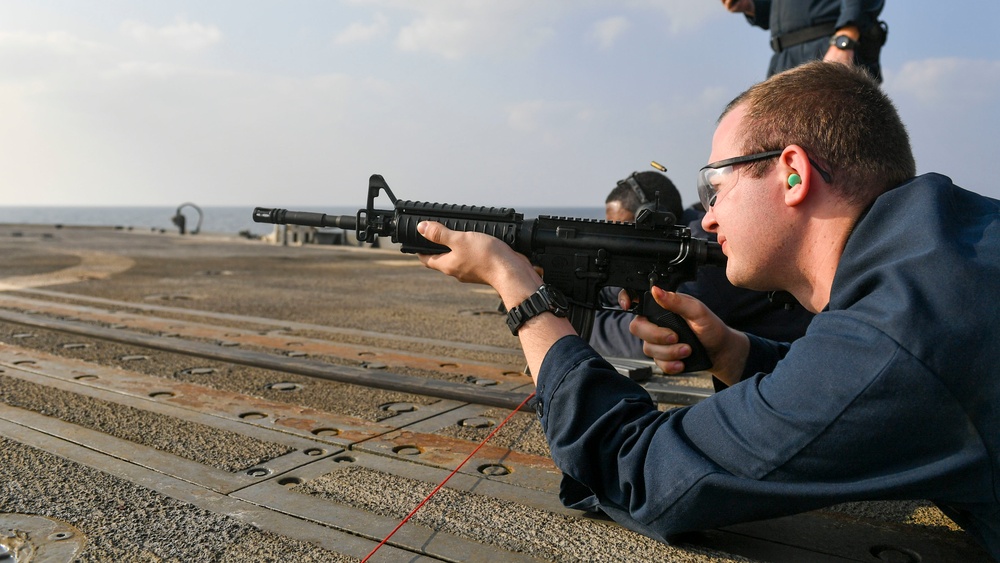 USS Normandy Conducts Small-Arms Gun Shoot