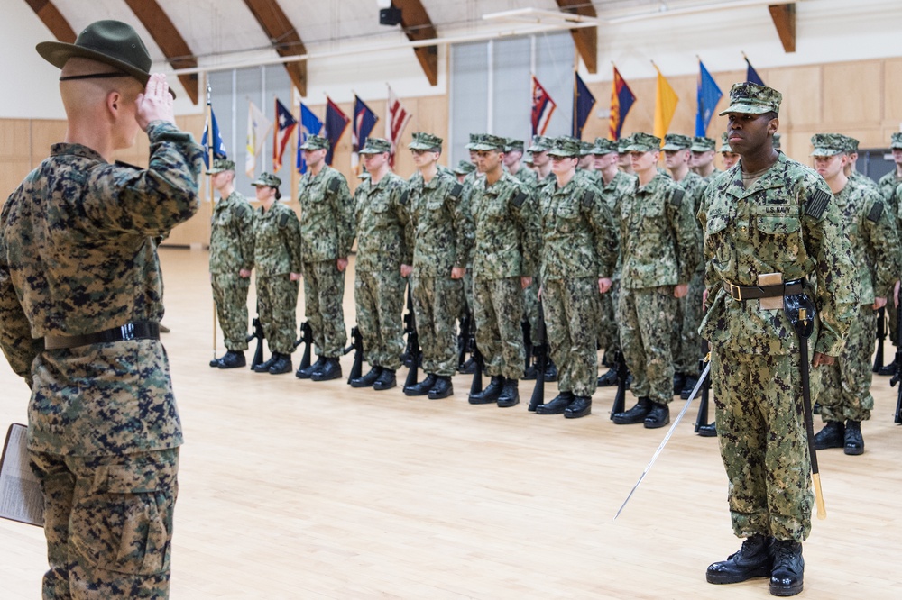 200113-N-TE695-0006 NEWPORT, R.I. (Jan. 13, 2020) -- Navy Officer Candidate School conducts drill and ceremony