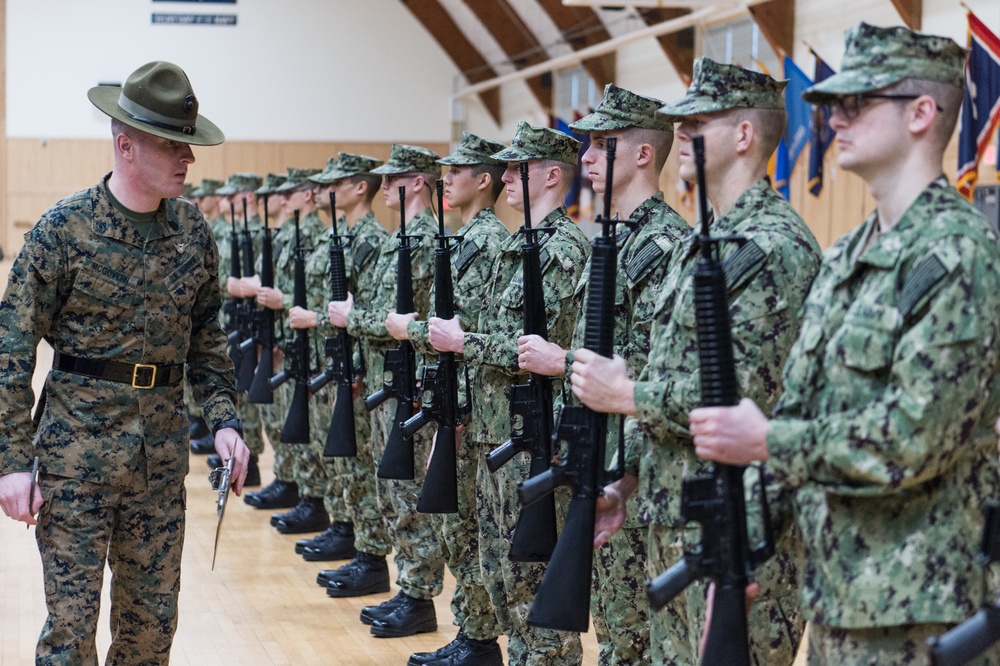 200113-N-TE695-0011 NEWPORT, R.I. (Jan. 13, 2020) -- Navy Officer Candidate School conducts drill and ceremony