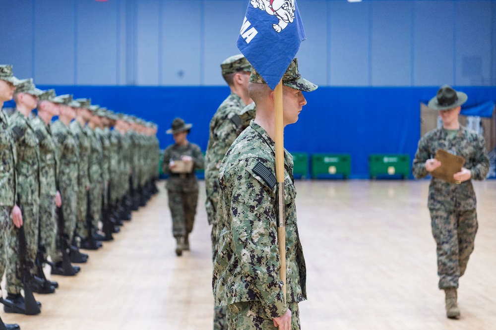 200113-N-TE695-0013 NEWPORT, R.I. (Jan. 13, 2020) -- Navy Officer Candidate School conducts drill and ceremony