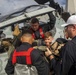 Sailors take part in flight deck fire fighting