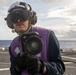 Sailors take part in flight deck fire fighting