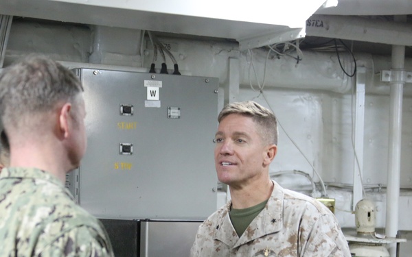 Task Force 51/5th Marine Expeditionary Brigade leadership visits USS Bataan
